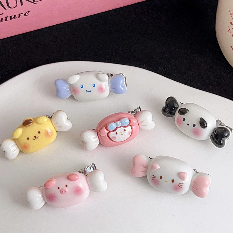 Sanrio Kawaii Cute Blush Candy HelloKitty My Melody Kuromi Cinnamoroll Pochacco Hairpin Sweet Ins Style Cartoon Mini Headdress