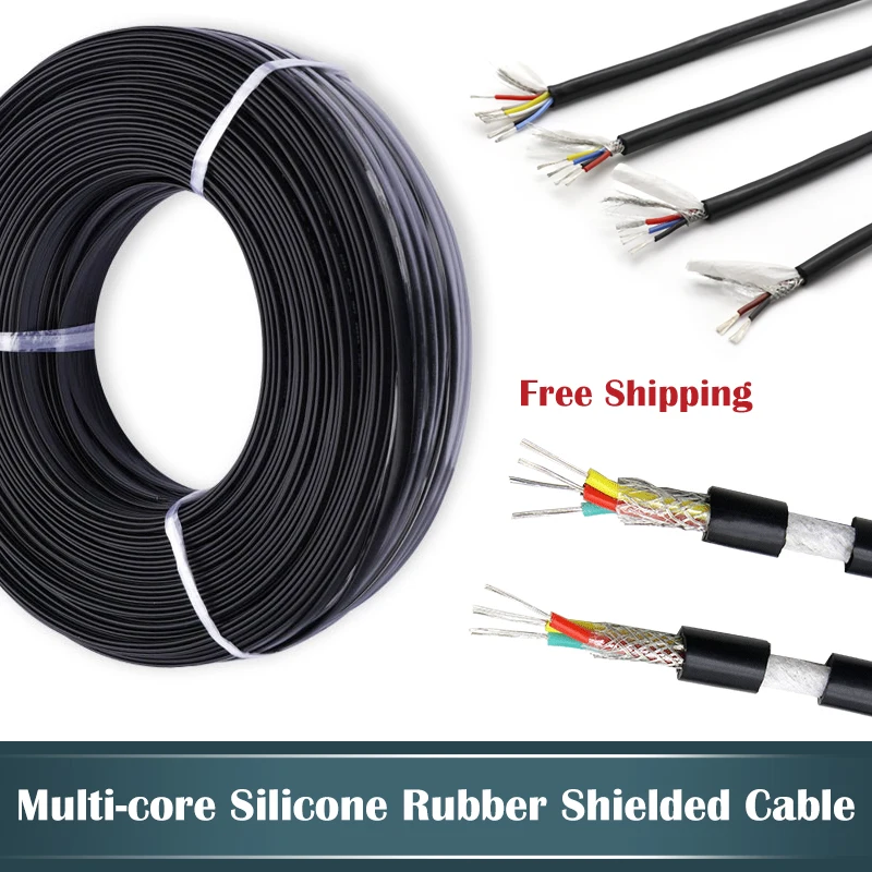 

5m Multi-core Silicone Rubber Shielded Cable 0.3 - 2.5mm² 2 3 4 6 Cores Insulated Flexible High Temperature Copper Wire
