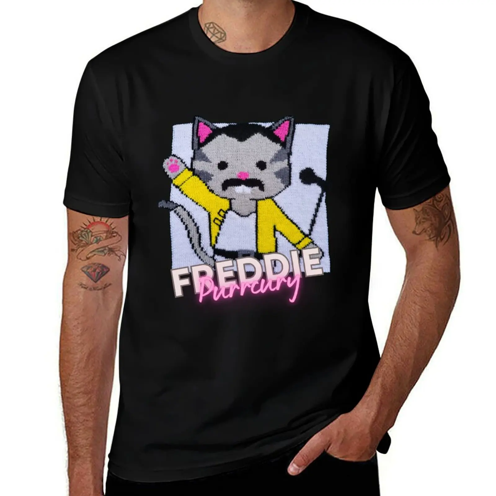 

Freddie Purrcury, Music loving Cat Rocking Out T-Shirt t shirts for man graphic tees man t shirts graphic T-shirt