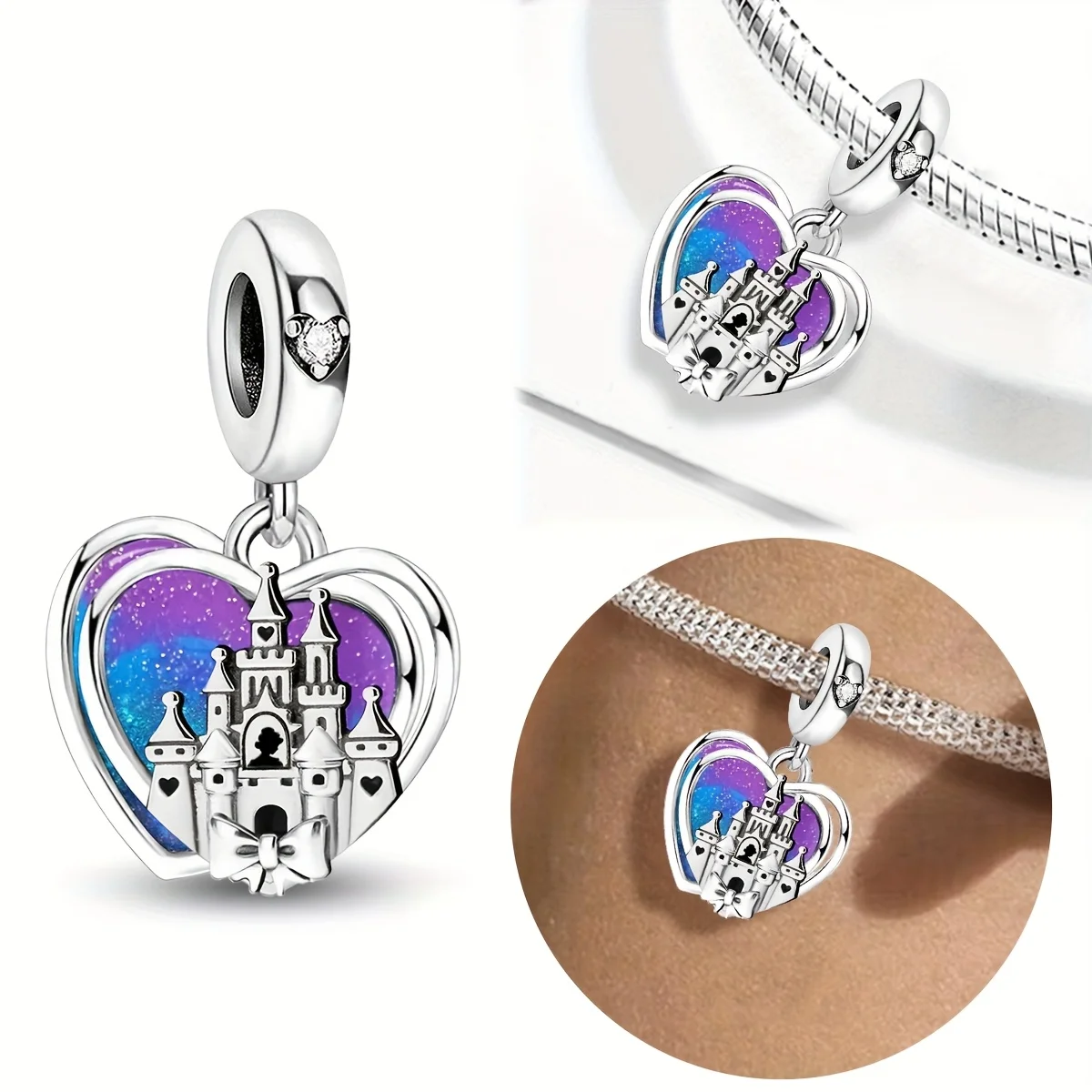 925 Silver Plated Love Castle Polar Bear Snowflake Winter Series Charm Bead Fit DIY Bracelet Making Gift Of High Quality Jewelry