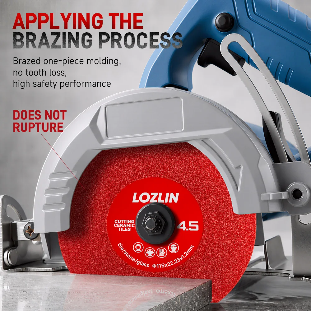 LOZLIN Diamond Blade 115mm Porcelain Tile Cutting Disc Grinding Dual Use for Marble Ceramic Glass Rock Plate Angle Grinder Cut view 5