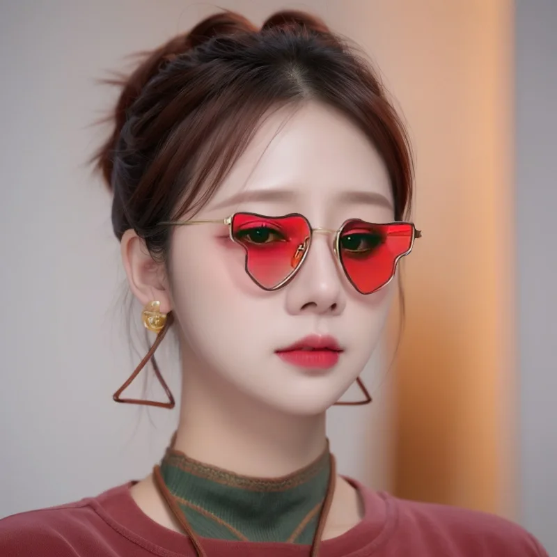 النظارات الشمسية الأمريكية الرجعية الحب إطار صغير الأزياء كبار مصمم على شكل نظارات شمسية حار الشارع النار نظارات شمسية مقاومة للشمس