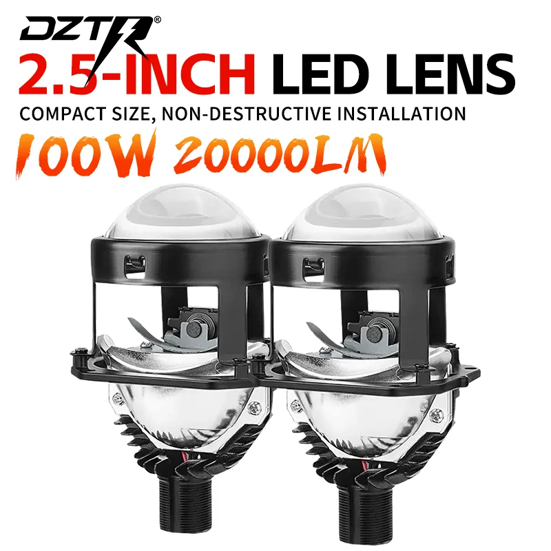 

DZTR 100W 2.5 Inch Bi-Led Projector Lens Led Light For H4 H7 9005 9006 Car Headlight Bulbs High Low Beam Diodes Turbo H7 Tuning