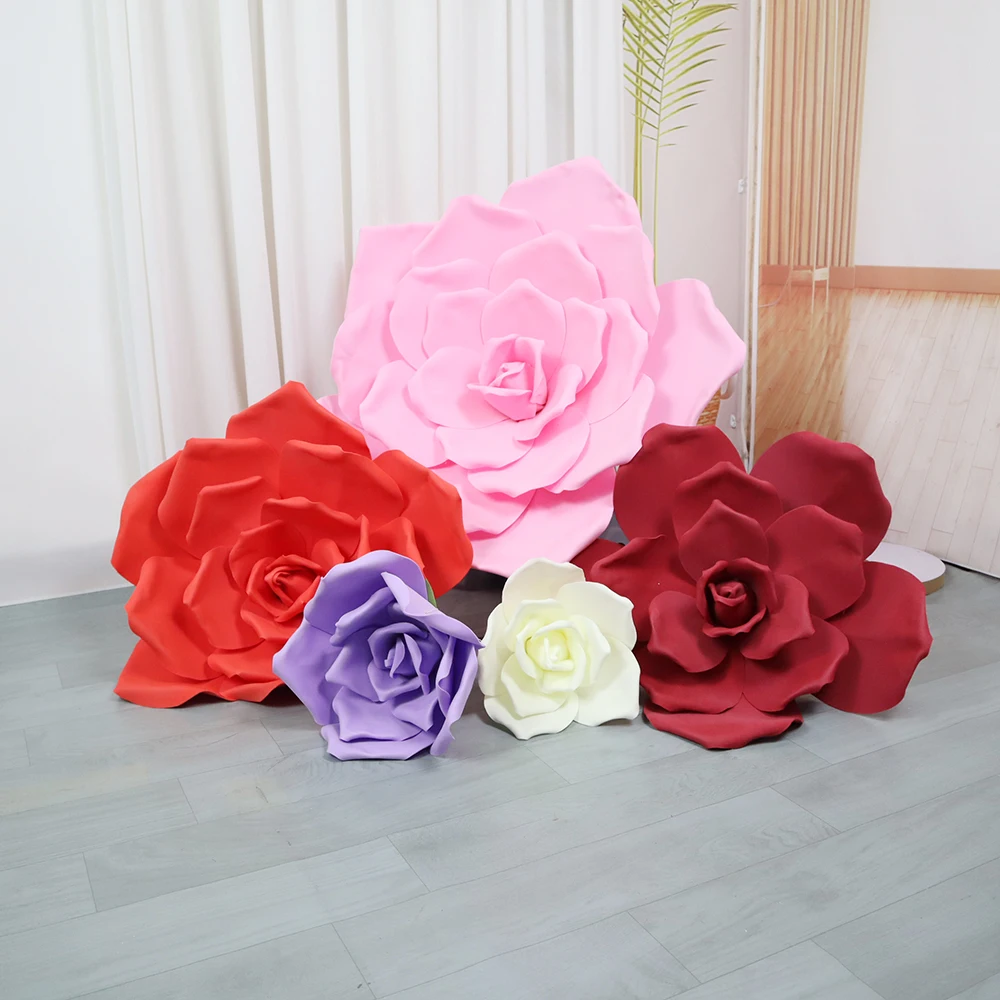 High Quality Hand-rolled Large Scale Rose Simulation Flower Wedding Decoration Photographic Props New Year Decor Fake Flowers