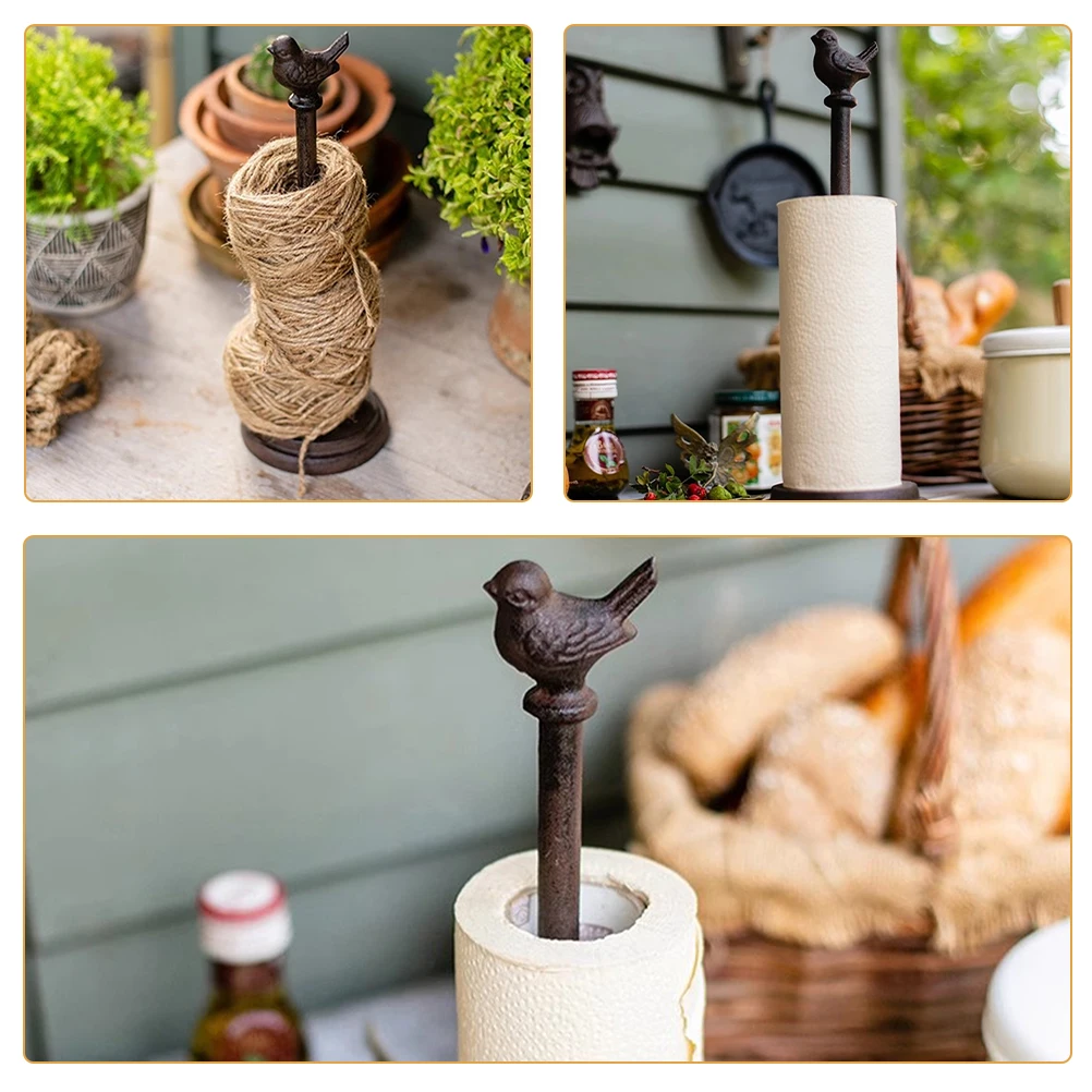 

Retro Cast Roll Paper Holder Kitchen Decor Stand Towel Countertop Home Vertical Organizer Storage Rack Metal Towel