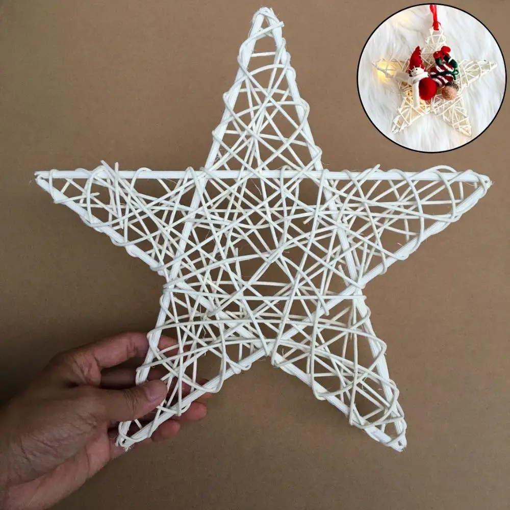 Indonesian Vine Woven Wreaths White Rattan Woven Star Christmas Decoration DIY Handicraft Home Ornaments Wedding Party Supplies