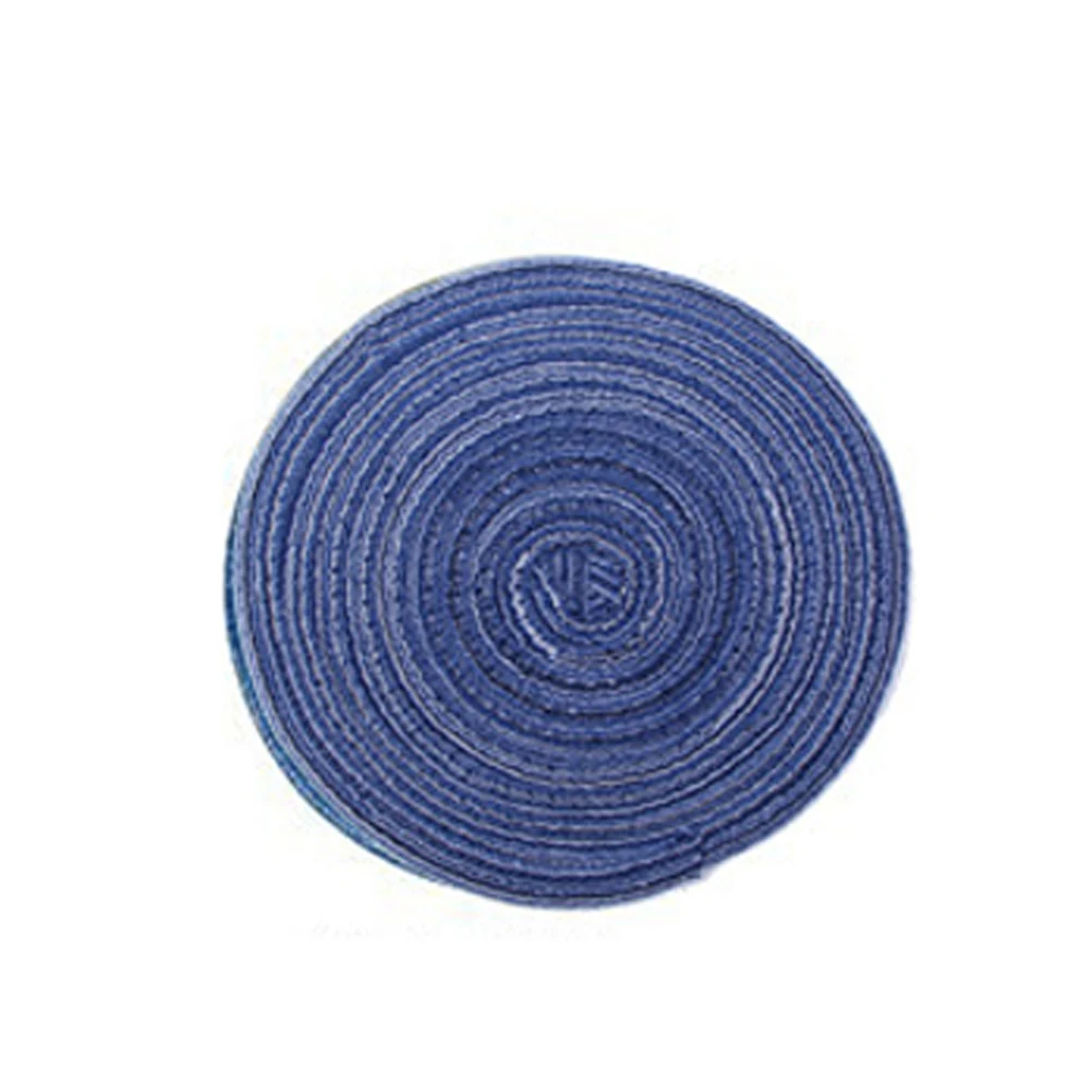 

Round Cotton Linen Woven Placemat Blue S Heat Resistant Table Mat Non-Slip Kitchen Coaster Dining Foldable Reusable