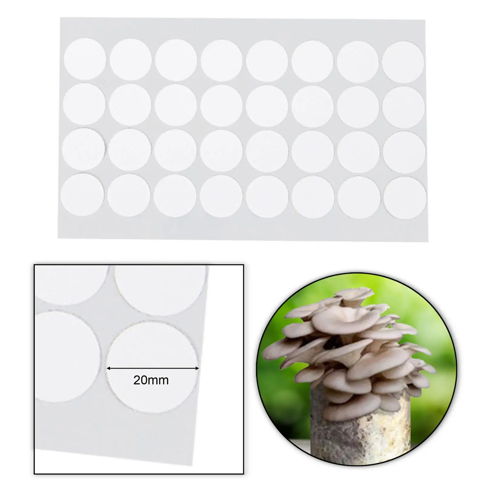 Synthetic Filter Paper 20mm Waterproof Easy to Apply Strong Adhesive Patch Gas Exchange Hydrophobic for Mushroom Cultivation
