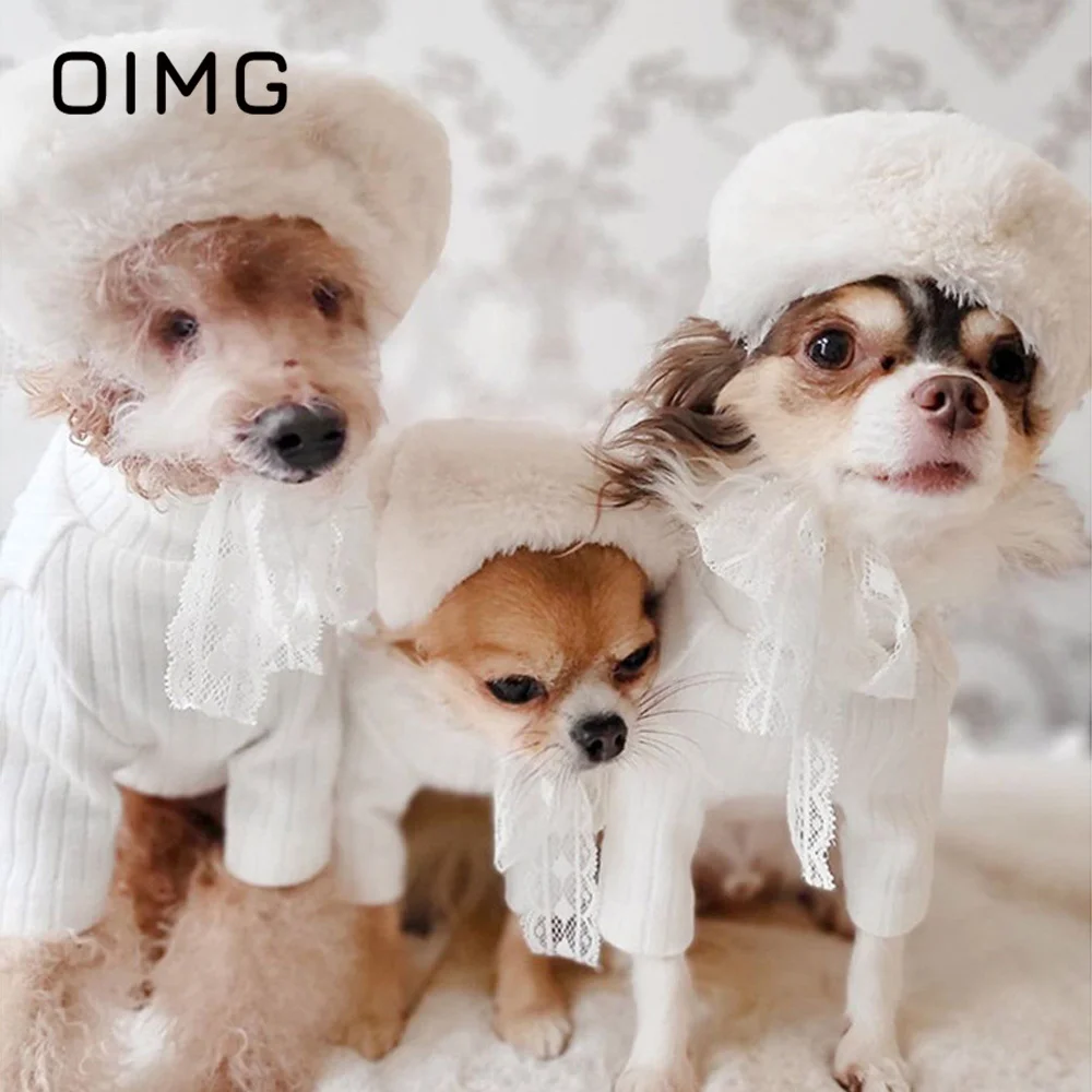 

OIMG Ins Dog Hat Accessories French Bulldog Chihuahua Maltese Pet Supplies Elegant Small Dogs Headwear Cat Hat Adjustable Beret