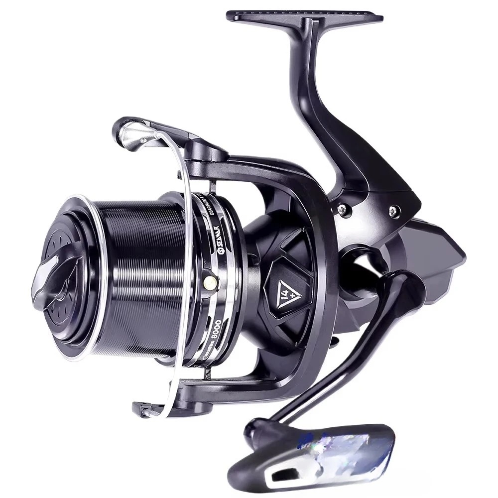 

8000 Спиннинговая катушка для серфинга с двумя валами, 27 кг, карбоновая система медленного падения, нахлыстовая рыбалка для потока, реки, озера, металлический материал, дальний литой