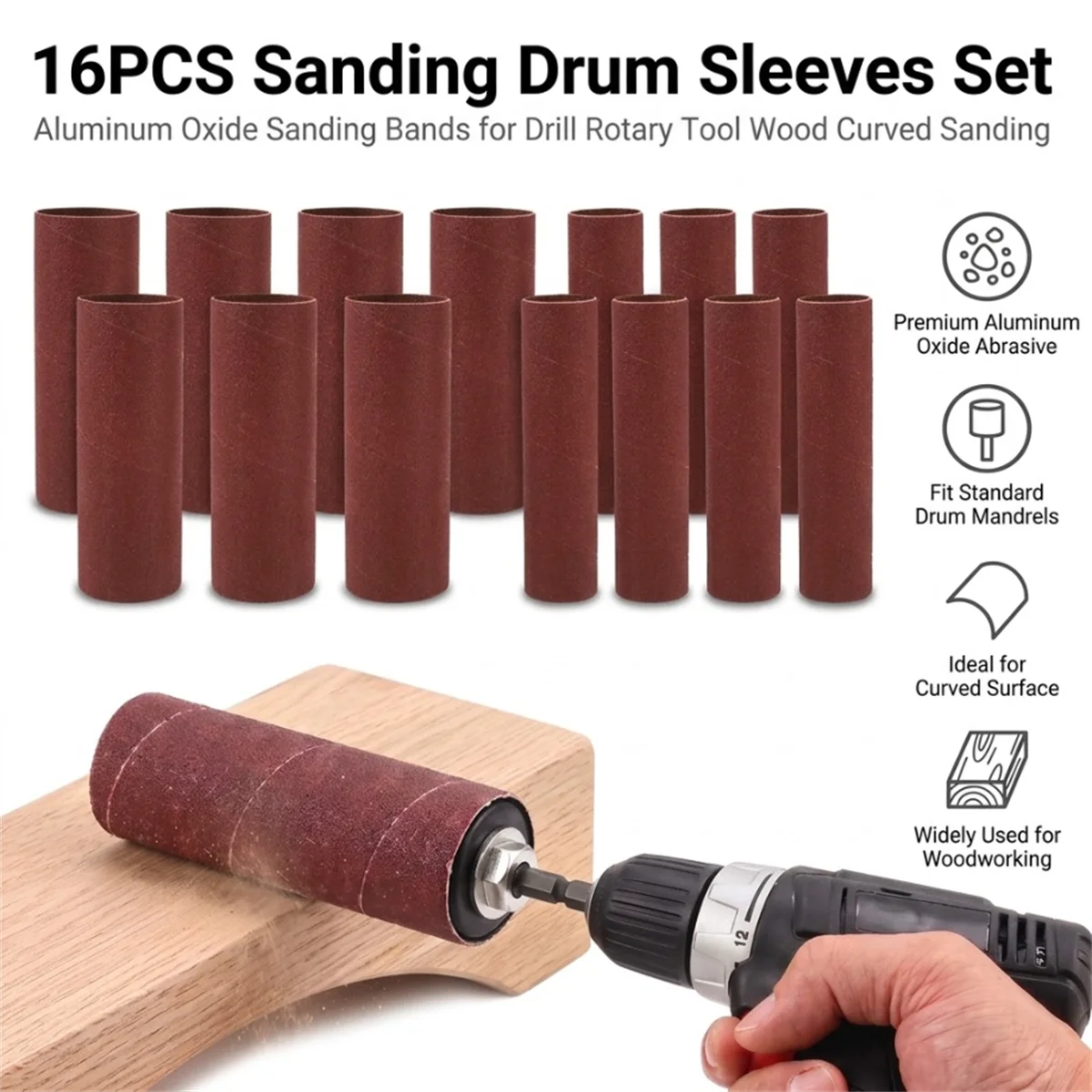 16Pcs 120 Grit Sanding Sleeves 4-1/2