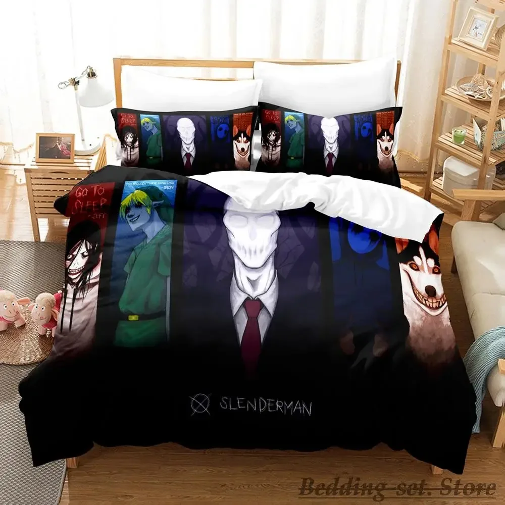 2023 New Jeff and Jane Creepypasta Bedding Set Single Twin Full Queen King Size Bed Set Adult Kid Bedroom Duvetcover Sets Anime