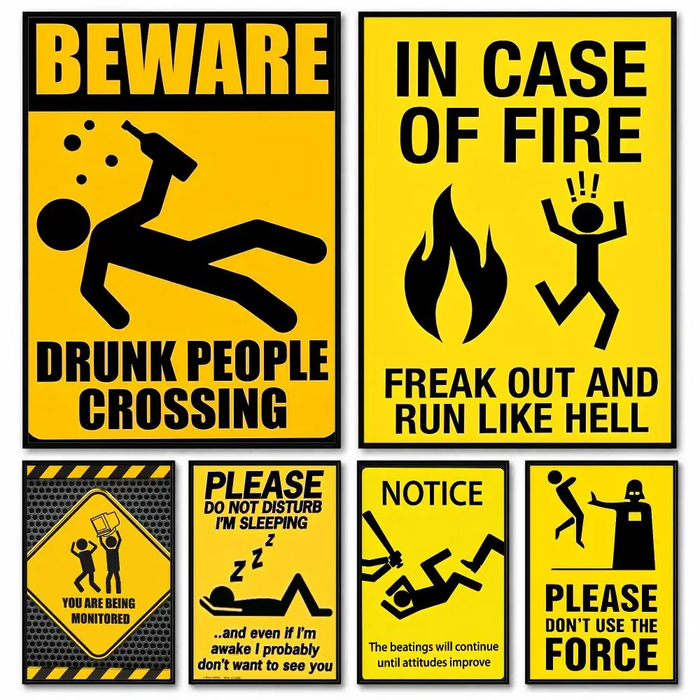 art Warning Logo Ban No Smoking Retro Poster Room Decor Home Wall Art Printing Waterproof Garage BedRoom Posters Gift
