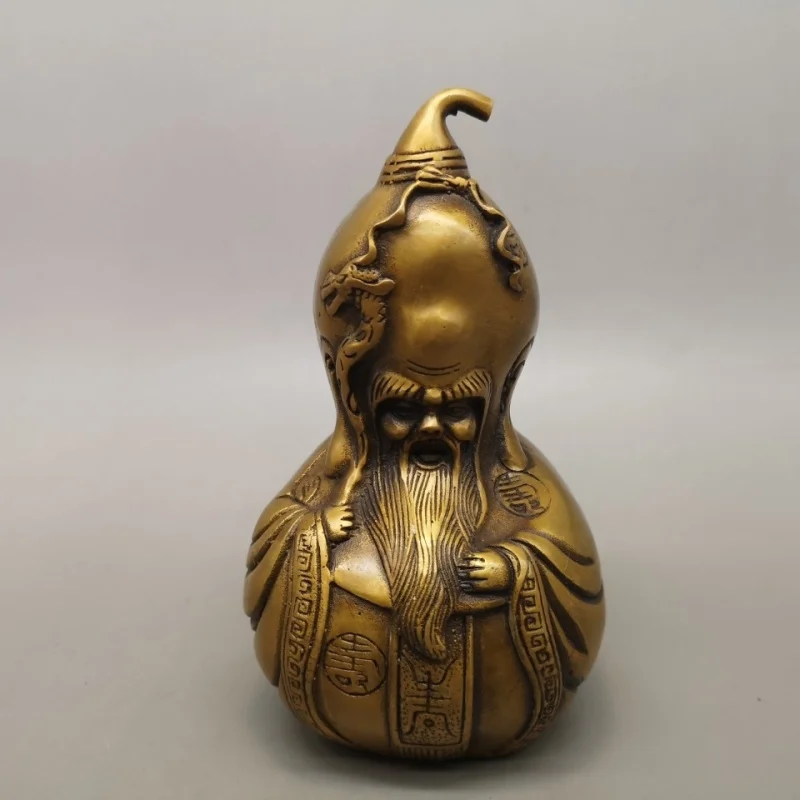

Brass Longevity Gourd Antique Style Ornament Fu Lu Shou Pure Copper Craft Home Living Room Feng Shui Bronze Ornaments