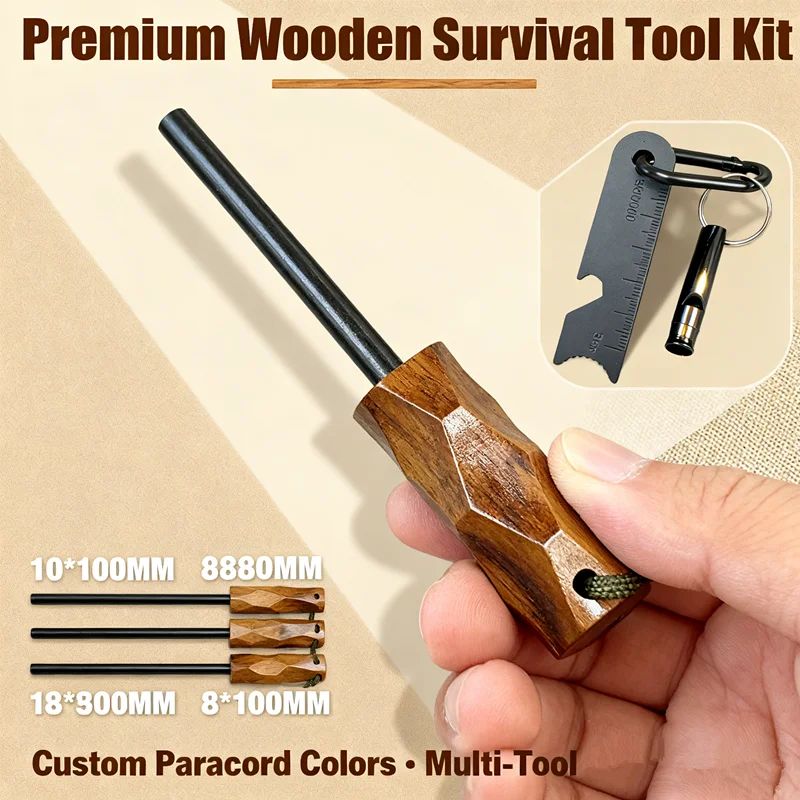 

Essential Outdoor Survival Fire Starter - Magnesium Rods with Leather Rope Belt & Strong Scraper, Bulk-Friendly Tool for Groups