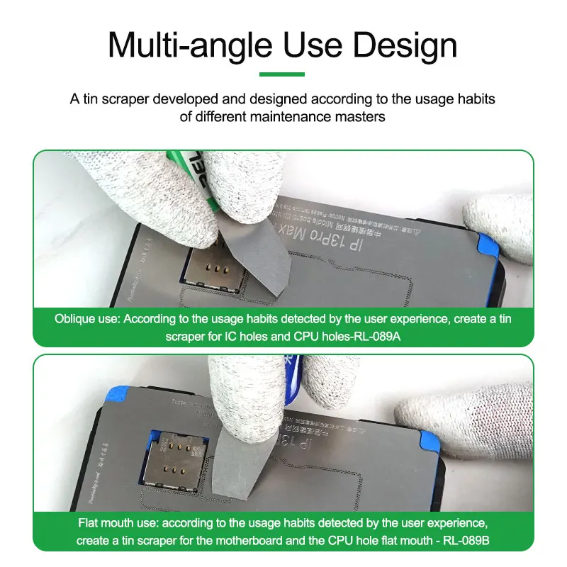 RELIFE RL-089 Tin Scraper Non-magnetic Phone Main Board IC CPU Tin Metal Scraping High Toughness Multi-angle Tin Removal Knife