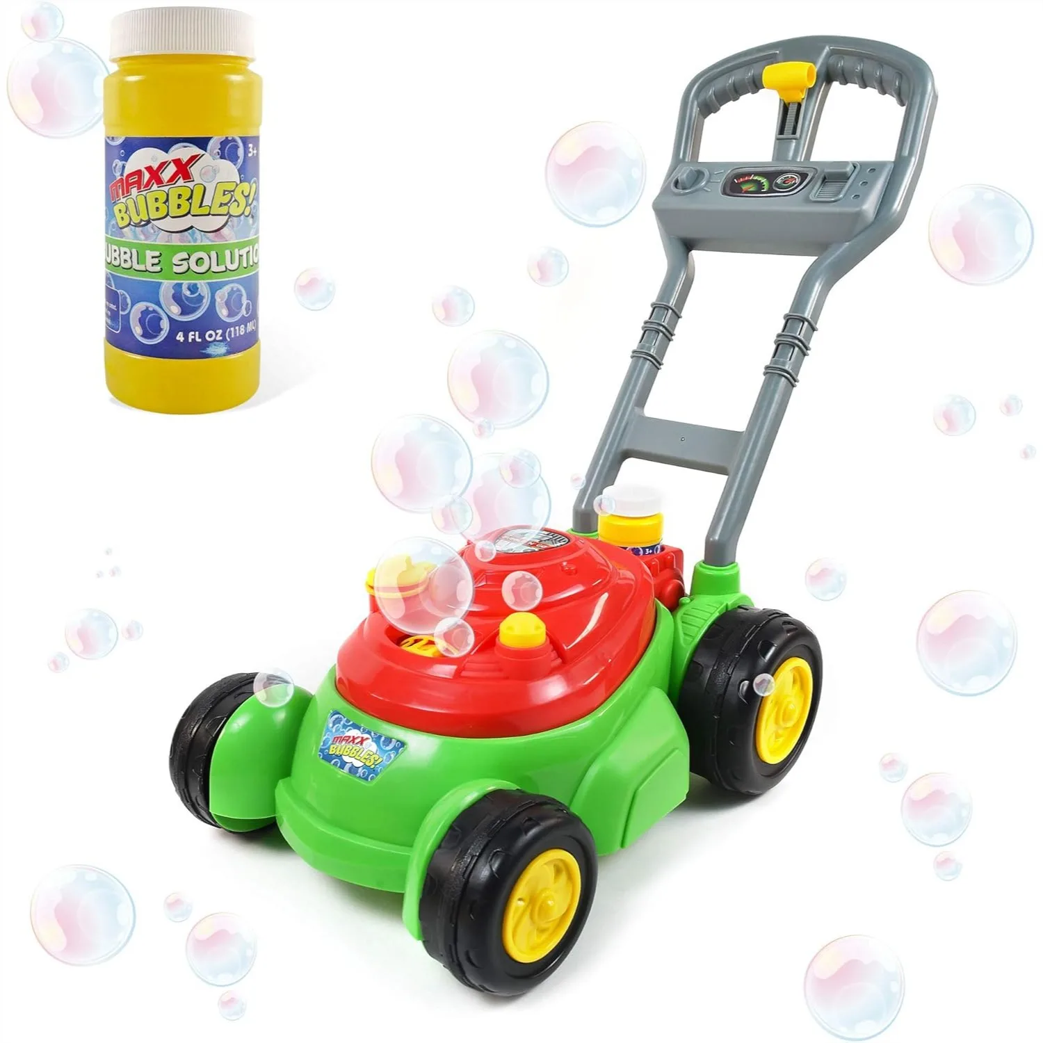 

Bubble Lawn Mower for Toddlers, Outdoor Bubble Toy with 4oz Solution, No Batteries Required, Fun Red Kids Play
