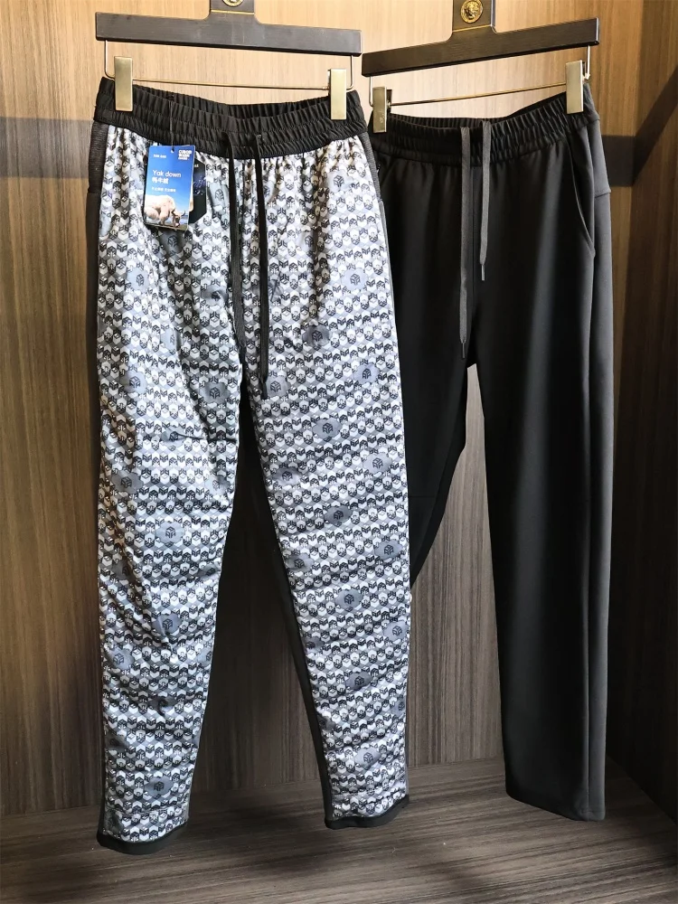 

Мужские пуховые брюки Thiened Fce 90, теплые водонепроницаемые прямые длинные брюки в стиле пэчворк с перьями Faion Urban Sle Youth...