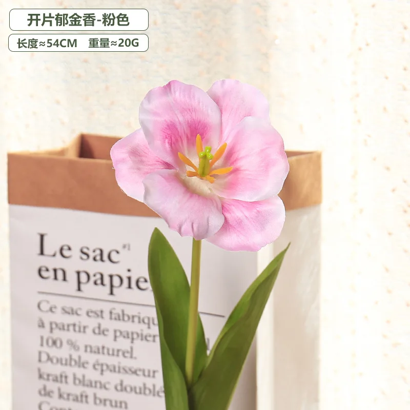 5 قطعة 54 سنتيمتر الوجه توليب التدرج متعدد الألوان زهرة اصطناعية الزفاف الديكور التصوير الدعائم قماش حريري اصطناعي ورد صناعي #6