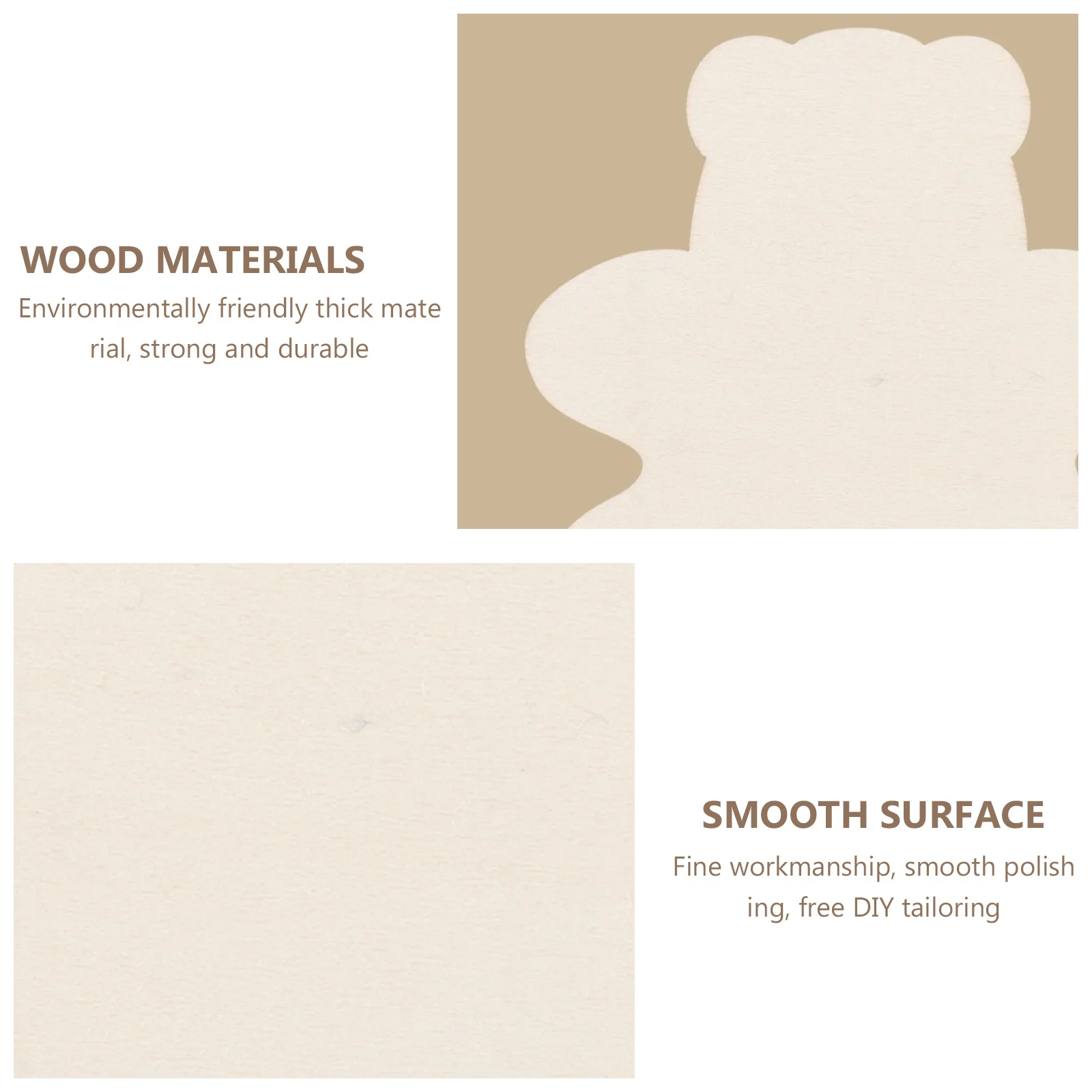 

40pcs Wooden Bear Cutout Unfinished Diy Craft For Painting White Embryo Wood Chips Bear Ornament Cutout For Festival Decor
