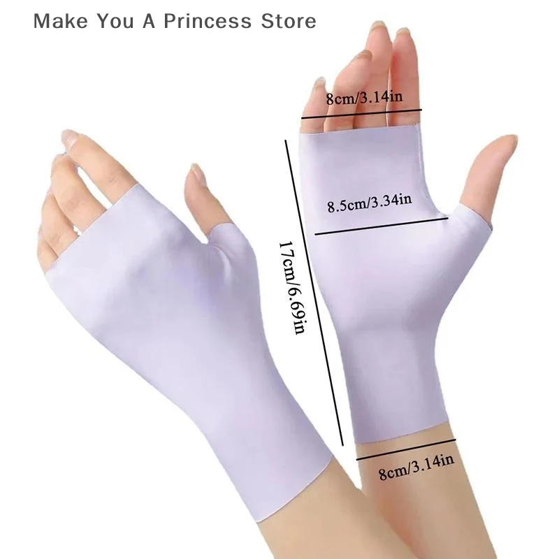 Pro UV-Schutz-Handschuhe für Nagelkunst, Gel-Nagellampe, Sonnenschutz-Handschuhe, fingerlose Hand, Sonnenpflege, dünne kühle Eisseide, seidiger Sonnenhandschuh