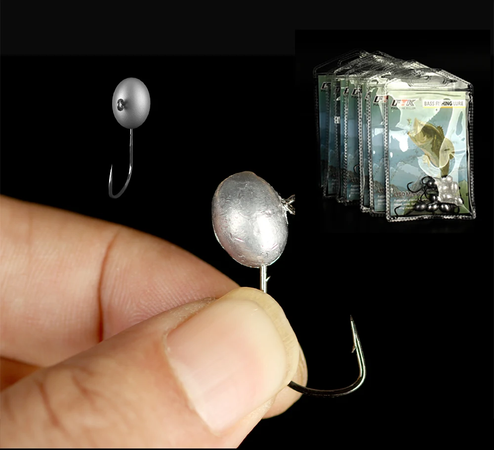 FTK 10 Stück/Set Aji Kopfhaken mit Mustad Haken 1,5g 2,5g 3g 5g Felsenangelhaken Angelköder Jigkopf mit Doppelwiderhaken – Detail 5