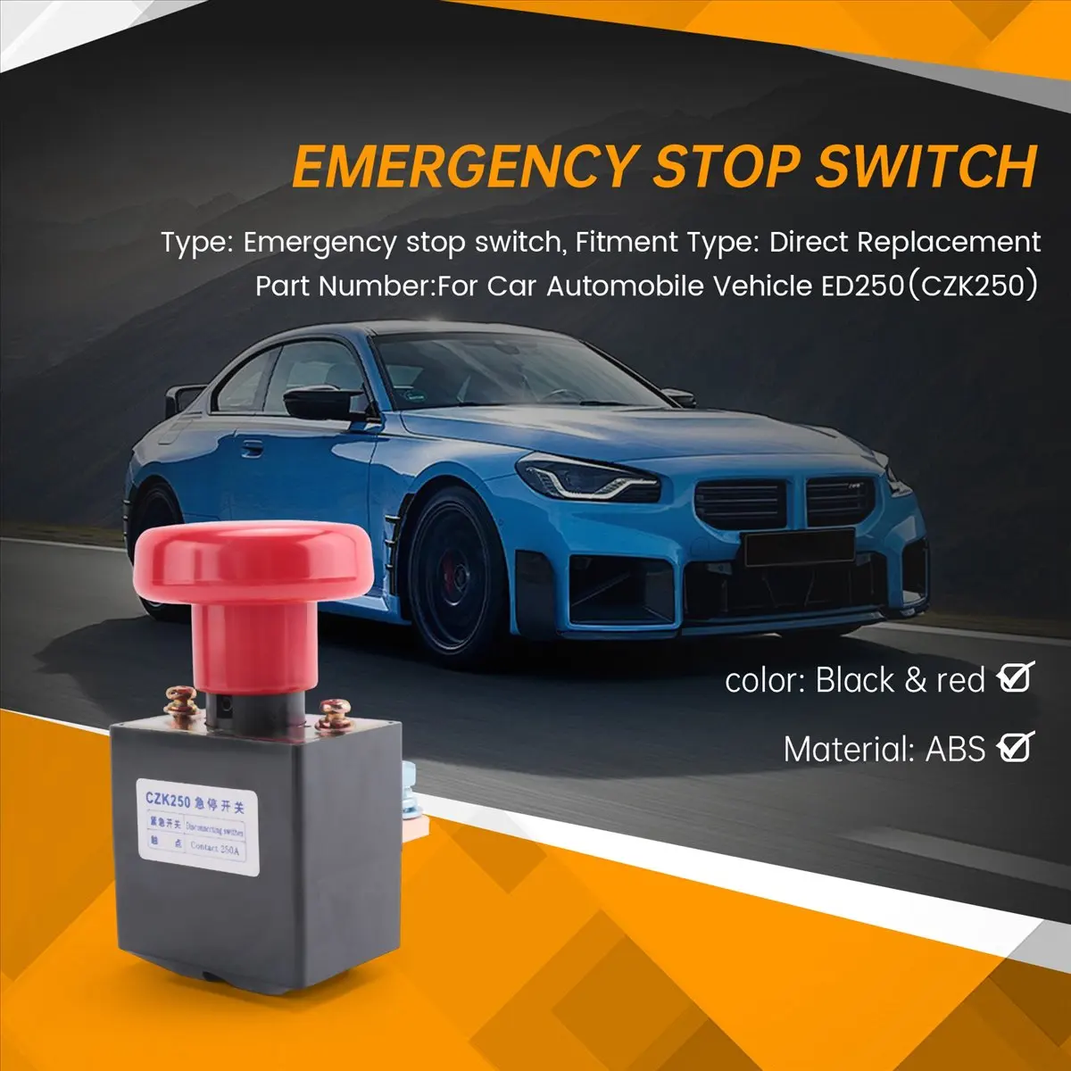 Super Sale ED250(CZK250)48V Emergency Disconnecting Switch Push Button Switch for Car Automobile Vehicle