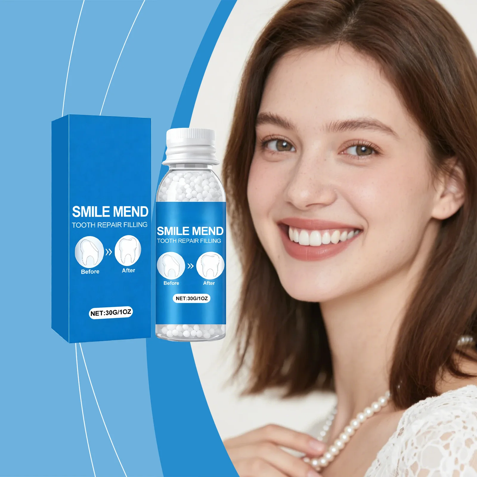 Smile Mend Tooth Repair Filling Temporary Tooth Filler Material Granules Moldable False Teeth Broken Missing Teeth Gaps 30g