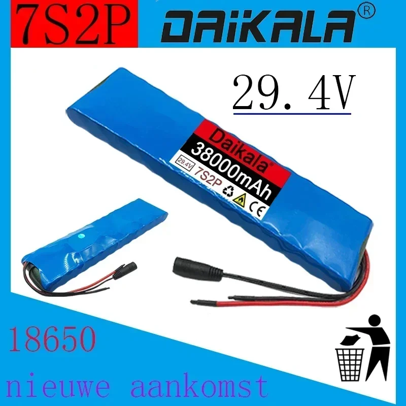 Batterie Lithium-Ion pour Vélo et Trottinette Électrique, 7s2p, 24V, 38Ah, 18650 V, 38000Ah, Nouveau