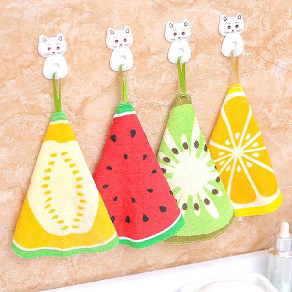 2Pcs Hanging Fruit Pattern Hand Towels Soft Absorbent Quick-Dry Dish Cloth for Kitchen Bathroom Use Hand Towels