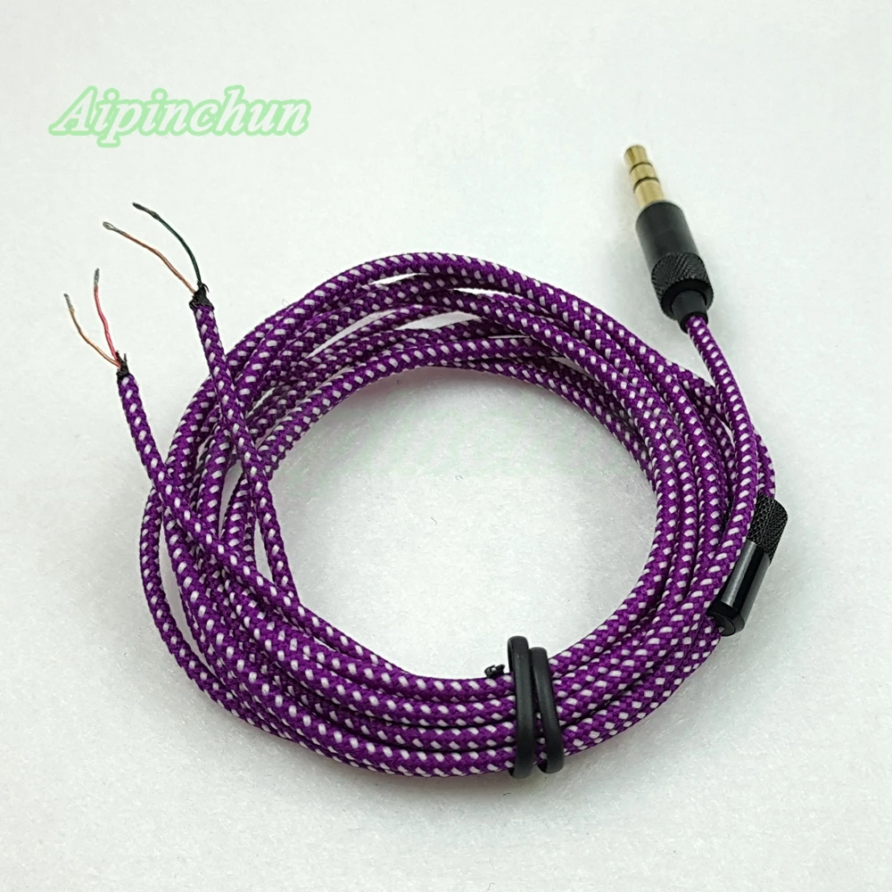 Aipinchun 3.5mm 3-Pole Jack DIY Earphone Cable Headphone Repair Replacement Wire Cord Purple Color