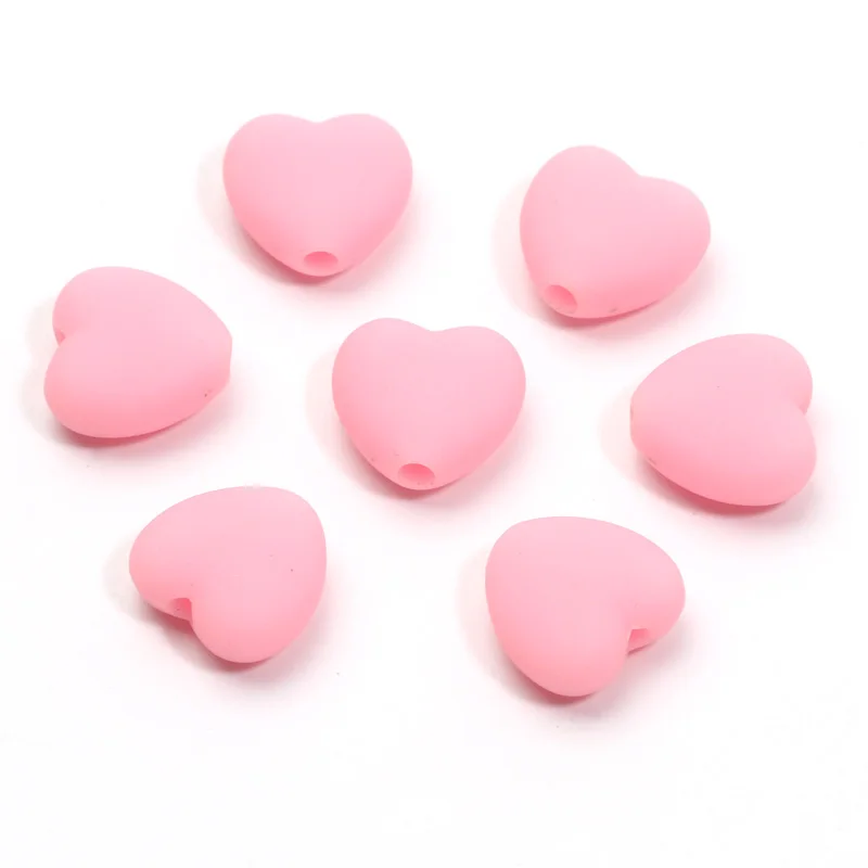 30pcs 11mm 8Color Matte Love Heart Beads Acrylic Loose Spacer Beads For Jewelry Making Diy Bracelet Necklace Needlework Craft