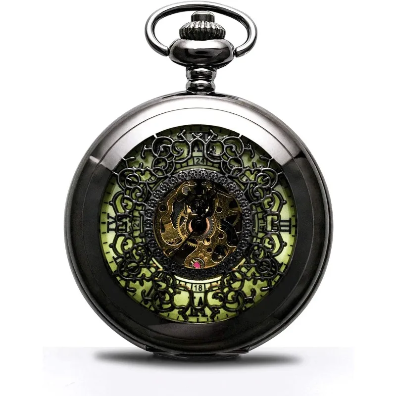 New nostalgic carved pocket watch retro flip exquisite automatic mechanical pocket watch for men and women
