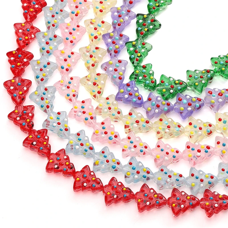 1pcs 3mm Exquisite Hand Painted Glass Christmas Tree Beads for DIY Bracelet Necklace Jewelry Making Accessories Supplies