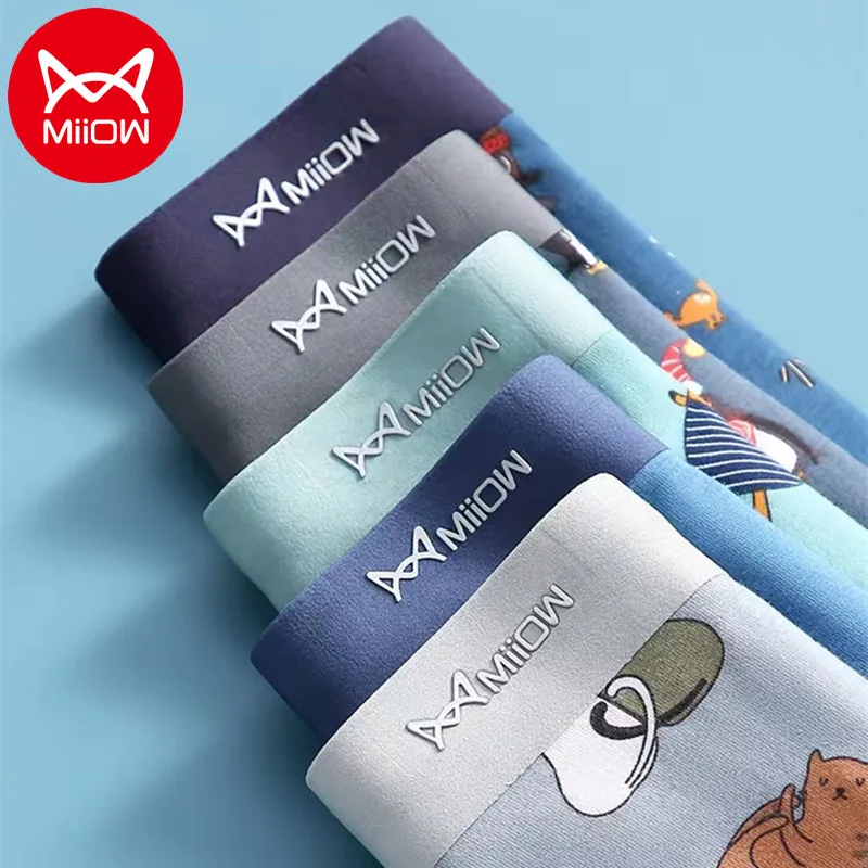 

MiiOW 4/3pcs Pure Cotton Men's Underwear Print Antibacterial Boxer Shorts Men Panties Breathable Man Underpants Boxershorts 5XL