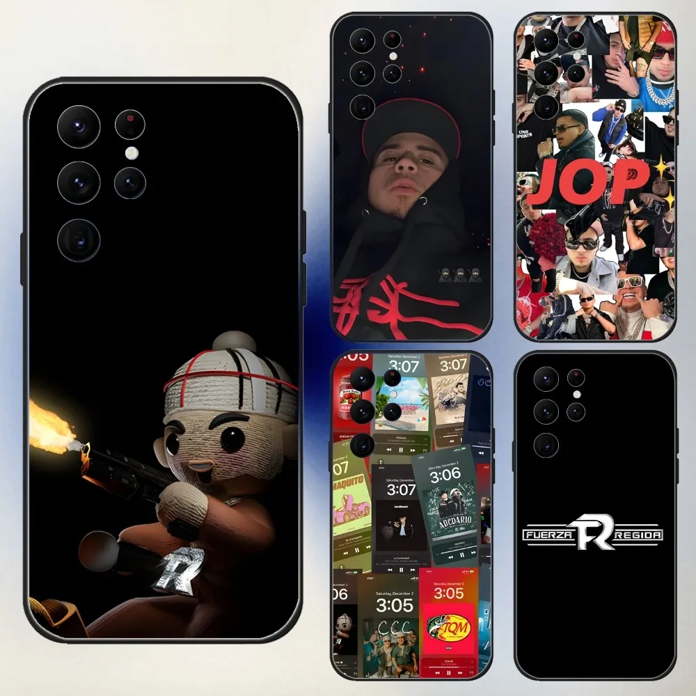 

JOP F-Fuerza Regida Phone Case For Samsung S24,23,22,30,21,10,9,Ultra,Plus,Lite,FE,5G Black Soft Case