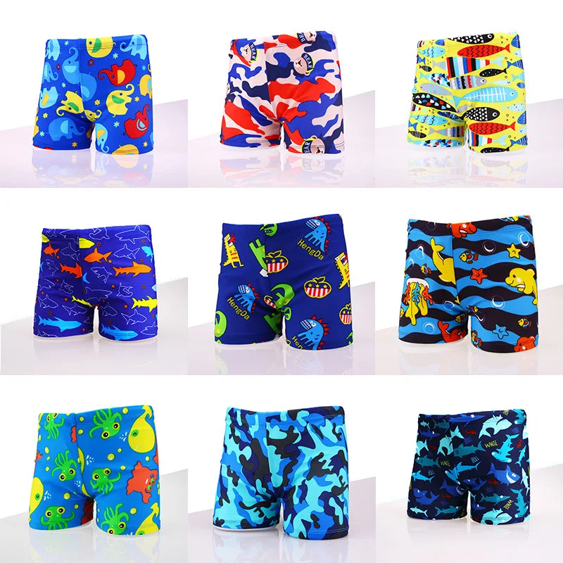 2024 New Cartoon Children's Swimming Pants Flat Corner Baby Boys Summer M-size Hot Spring Flower Optional Swimming Hat Set