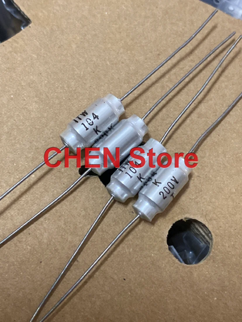 10PCS/lot original  ITW 200V 0.1UF 10% 6X12MM 104 100NF Tin film tin foil guitar axial capacitor free shipping