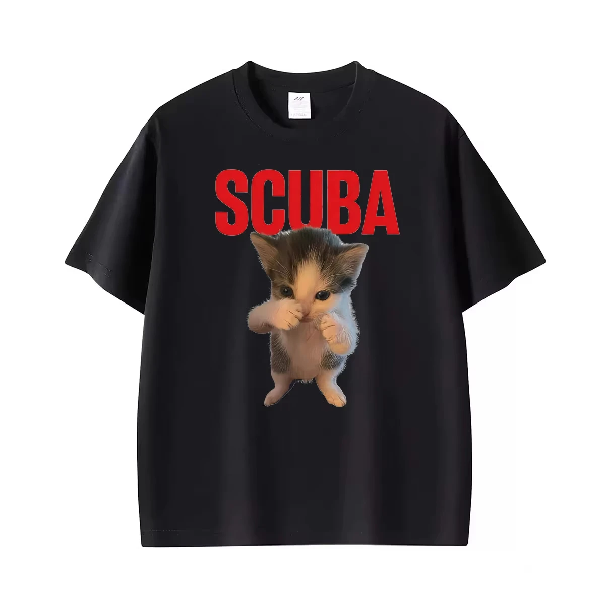 Funny Kitten Scuba Boxing Cat Meme Graphic T Shirts Men Women Casual Cotton Loose T-shirt Retro Cool Humor Short Sleeve T-shirts