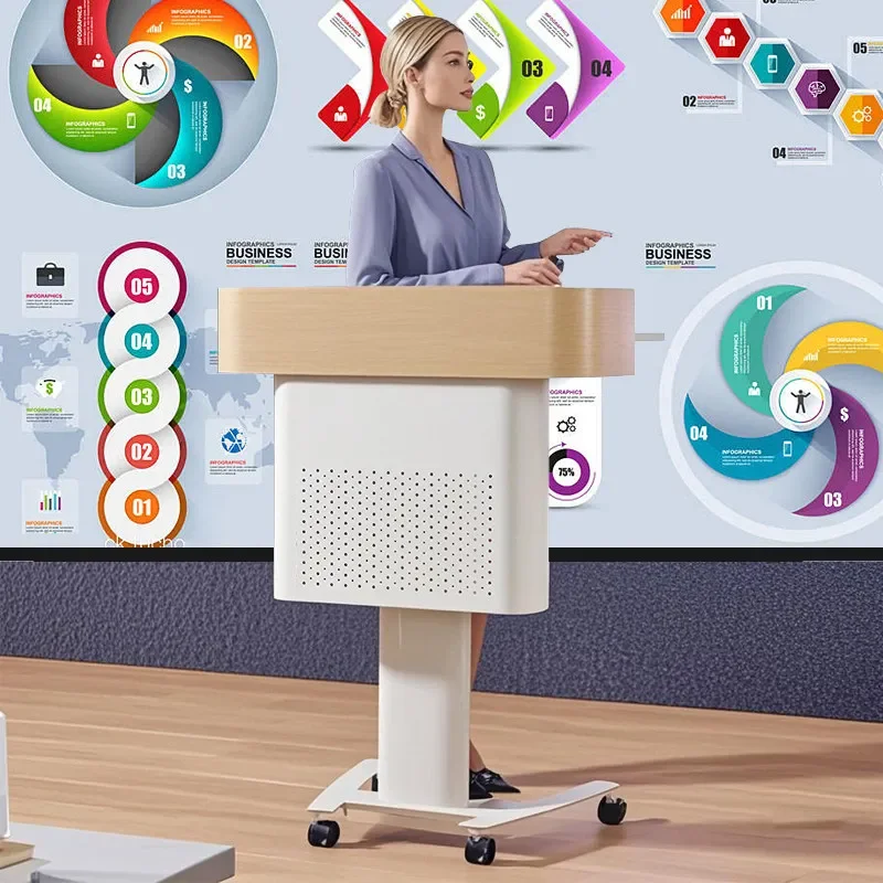 Mobile lifting podium, podium platform, school podium, teacher lifting office meeting, presiding desk, front desk reception