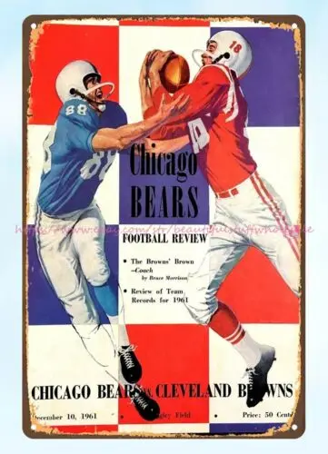 1961 football   Wrigley Field metal tin sign