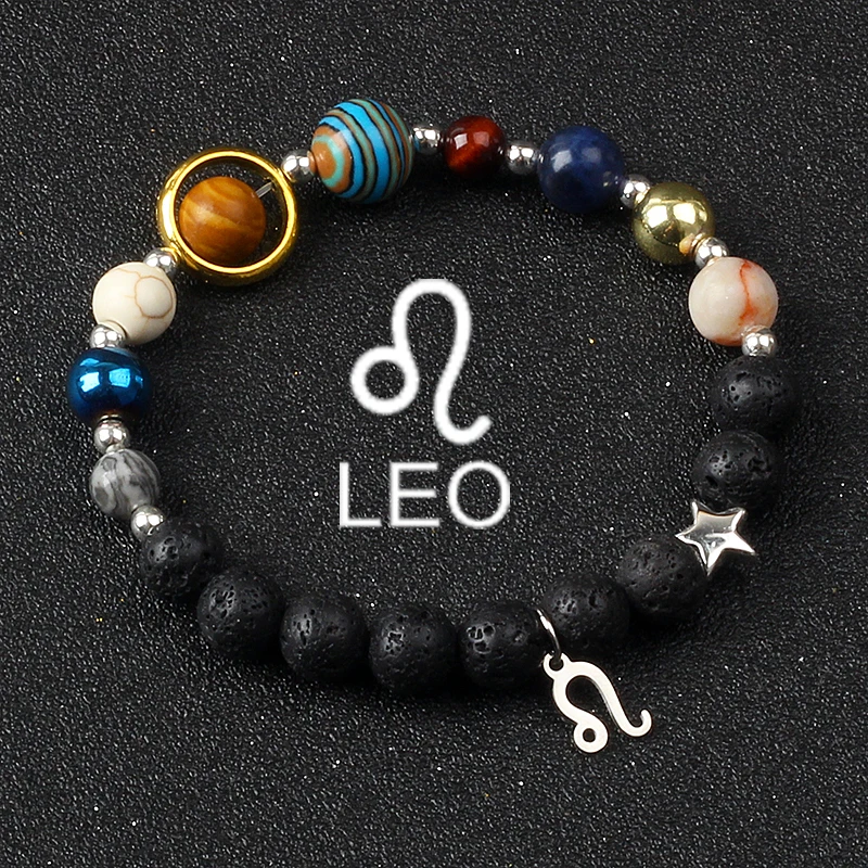 النظام الشمسي غالاكسي الكواكب أساور للنساء النساء زودياك برج العذراء السرطان ليو الميزان 12 كوكبة سوار حلية مجوهرات هدية #4