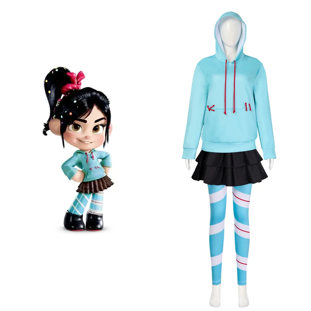 Anime Vanellope Von Schweetz Cosplay Costume Hoodies Skirt Wig Uniform Suit Halloween Performance Clothing Girls Women Outfits view 5