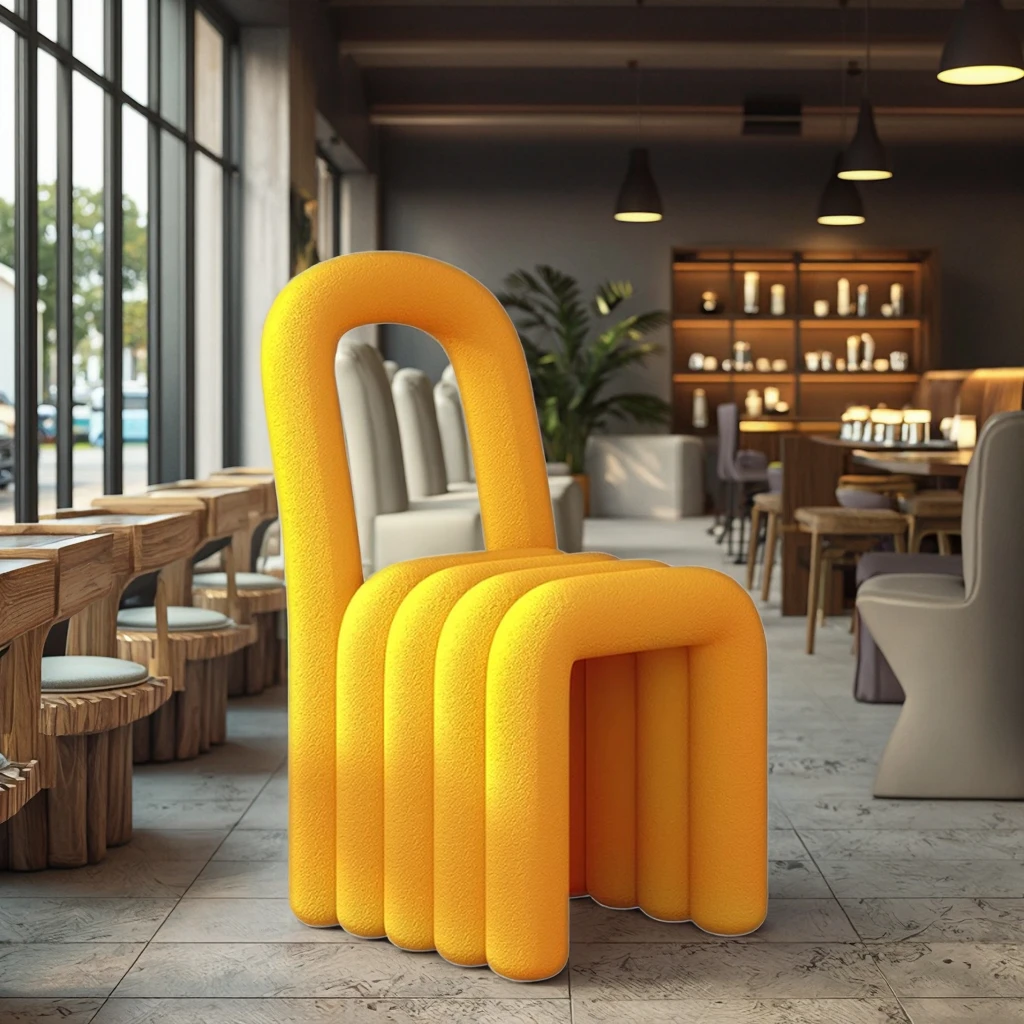 Creative Simple Special-Shaped Red Makeup Chair with Nordic Backrest Home Dining Stool for Waiting Inspired by Ins Photo Chair