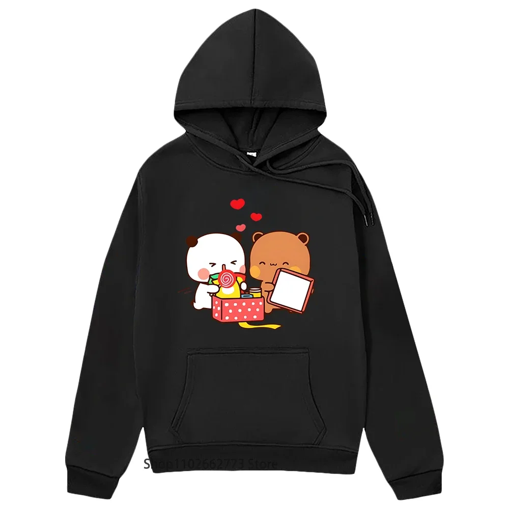 Cute Dudu and Bubu Hoodie Peach and Goma Mochi Bear Couple Sweatshirt Girls Kawaii Panda Bear Tops Women Men Clothes Sudaderas