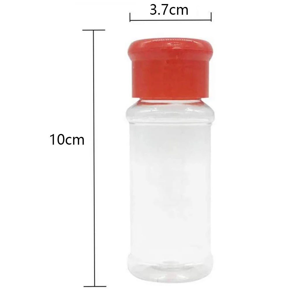 Juego de 50 botellas de especias de plástico vacías para almacenar condimentos de barbacoa, sal, pimienta, etc. 100Ml / 3.3Oz, Rojo