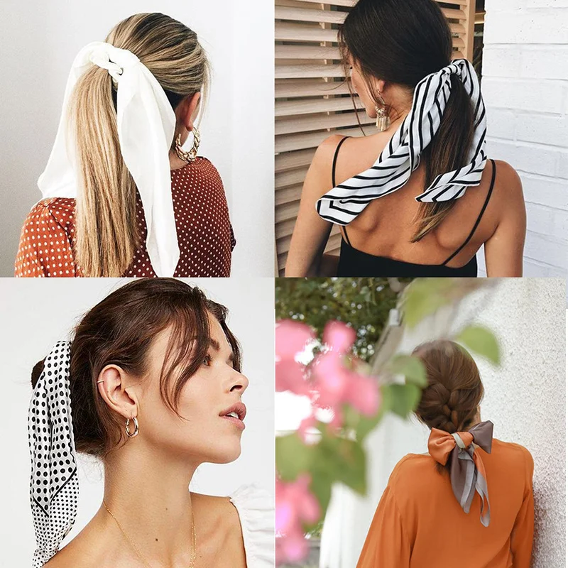 Nuovo Elastico Dei Capelli Della Fascia Arco Del Nastro Sciarpa Dolce Stampa Scrunchie Donne di Gomma Dei Capelli Dei Capelli Corde Accessori Dei