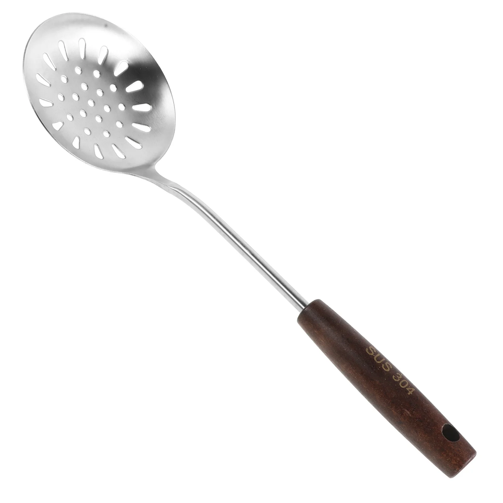 

Wooden Handle Slotted Spoon Stainless Steel Cooking Serving Colander for Home Restaurant Drain Excess Water Efficiently