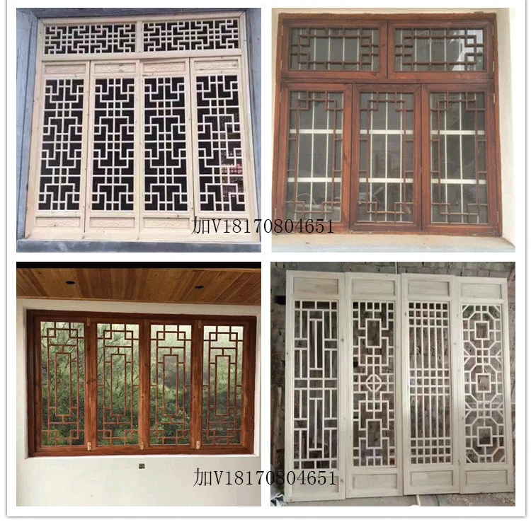 Chinese-style solid wood antique doors and windows lattice window window wooden window hollow partition new Chinese-style wood