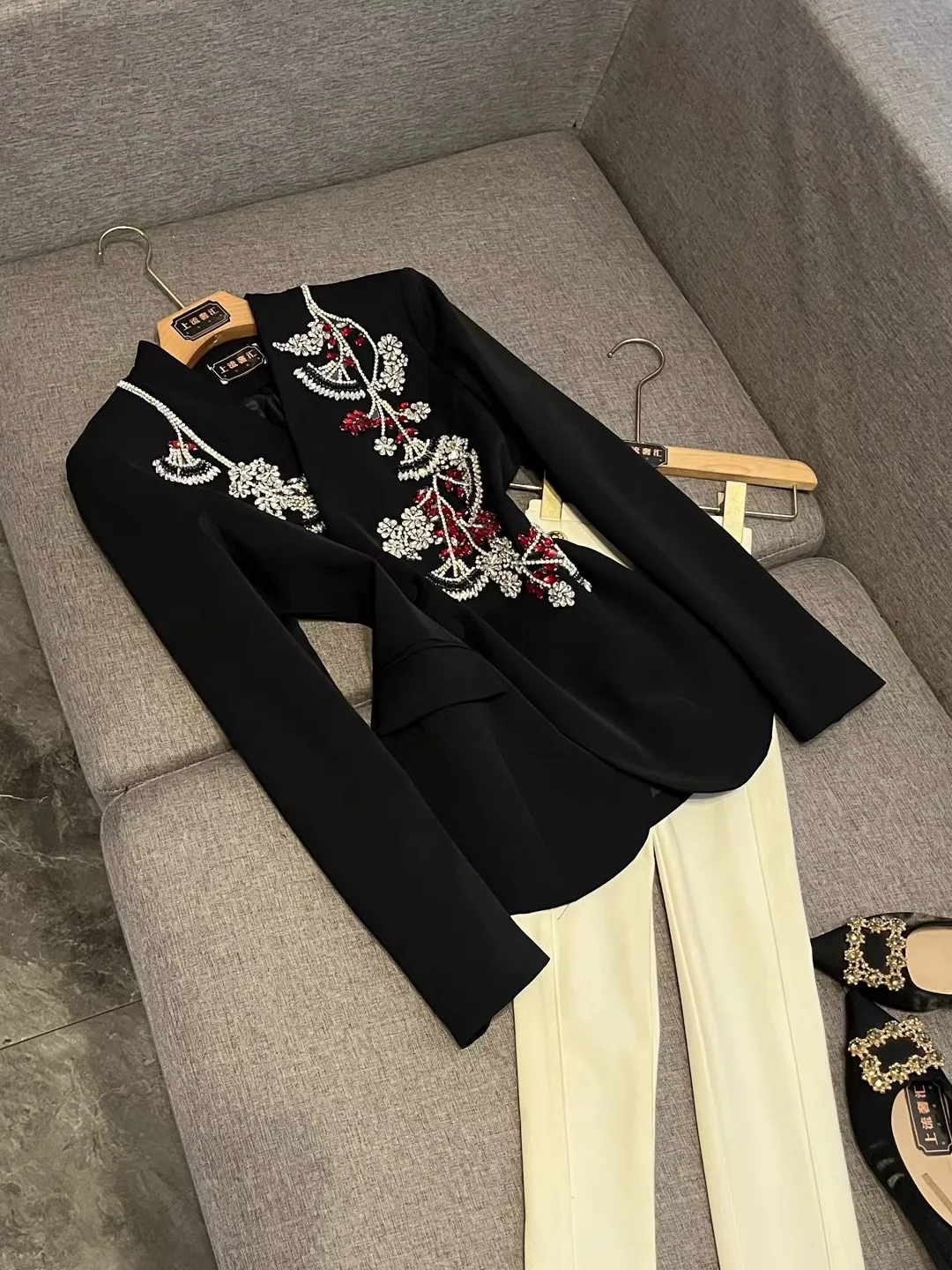 

Loose Fit Long Sve Straight Cut Jaet V Ne Design Spring New Arrival Women's Suiting Outerwear Ele French Sle